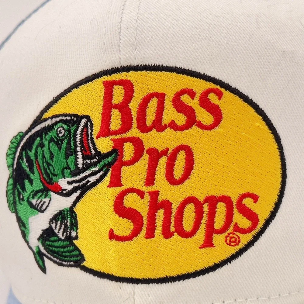 Bass Pro Shops Trucker Hat Snapback Blue White Mesh Fishing Cap.